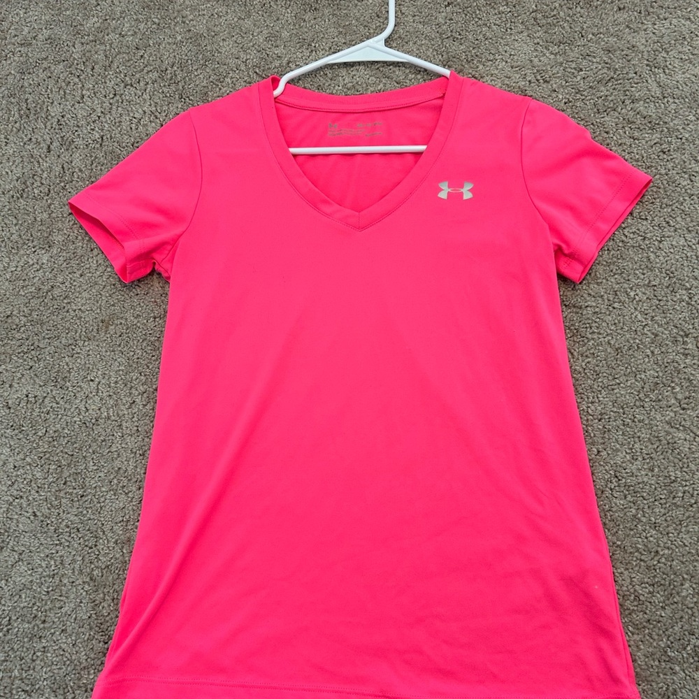 Under Armour Women's Bright Pink V-Neck Tee
